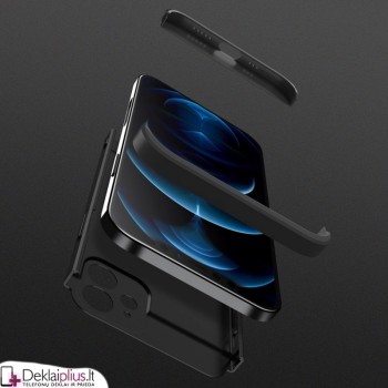 3 dalių plastikinis dėklas - juodas (telefonui Apple Iphone 12 Mini)